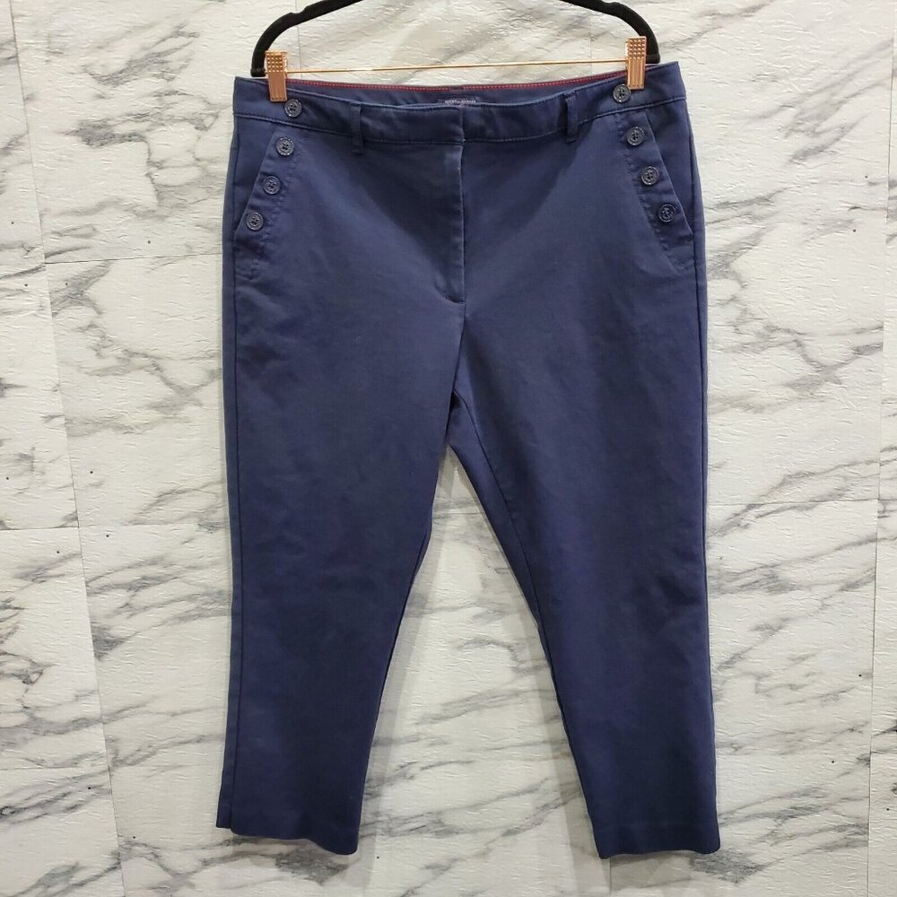 Tommy Hilfiger Cropped Pants Women Size 16 Navy Blue Sailor Stretch Comfort - Picture 1 of 14